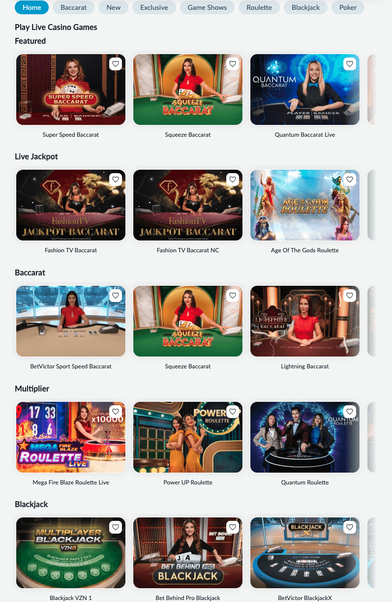 BetVictor Canada Live Dealer