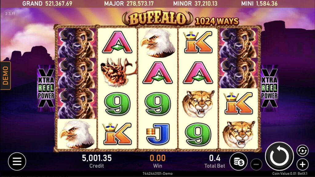 Vista de Buffalo tragamonedas en juego en línea