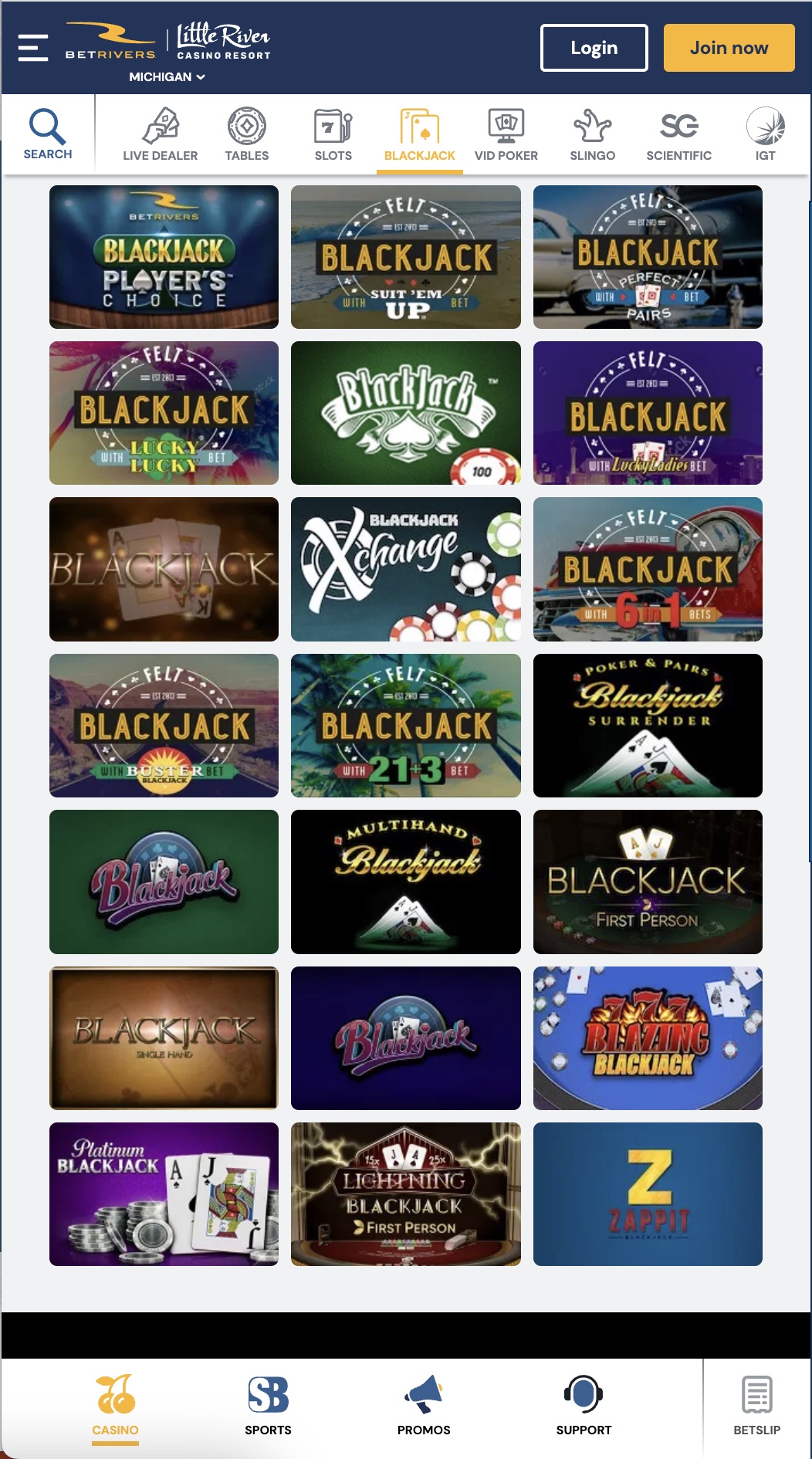 BetRivers Casino Blackjack Screenshot