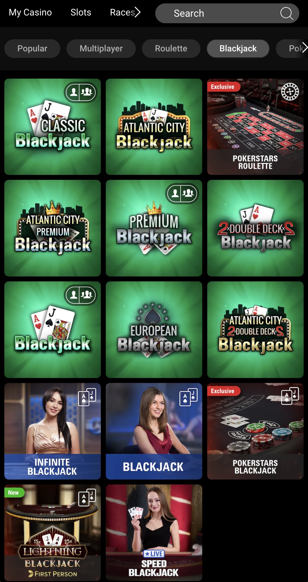 PokerStars Casino Blackjack Screenshot