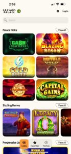Pantalla de Palace Picks en la app Caesars Palace Caesars 