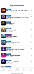 Sección de Progressive Jackpots en la app de FanDuel Casino