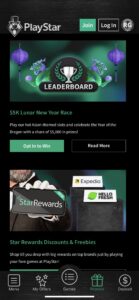 App de PlayStar Casino con lista de Promos