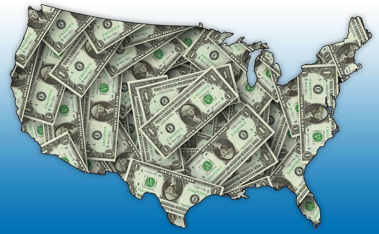 One dollar America dollar notes with burnt edges