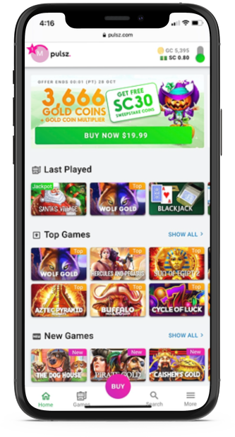 Pulsz Casino Sweepstakes Casino on iPhone