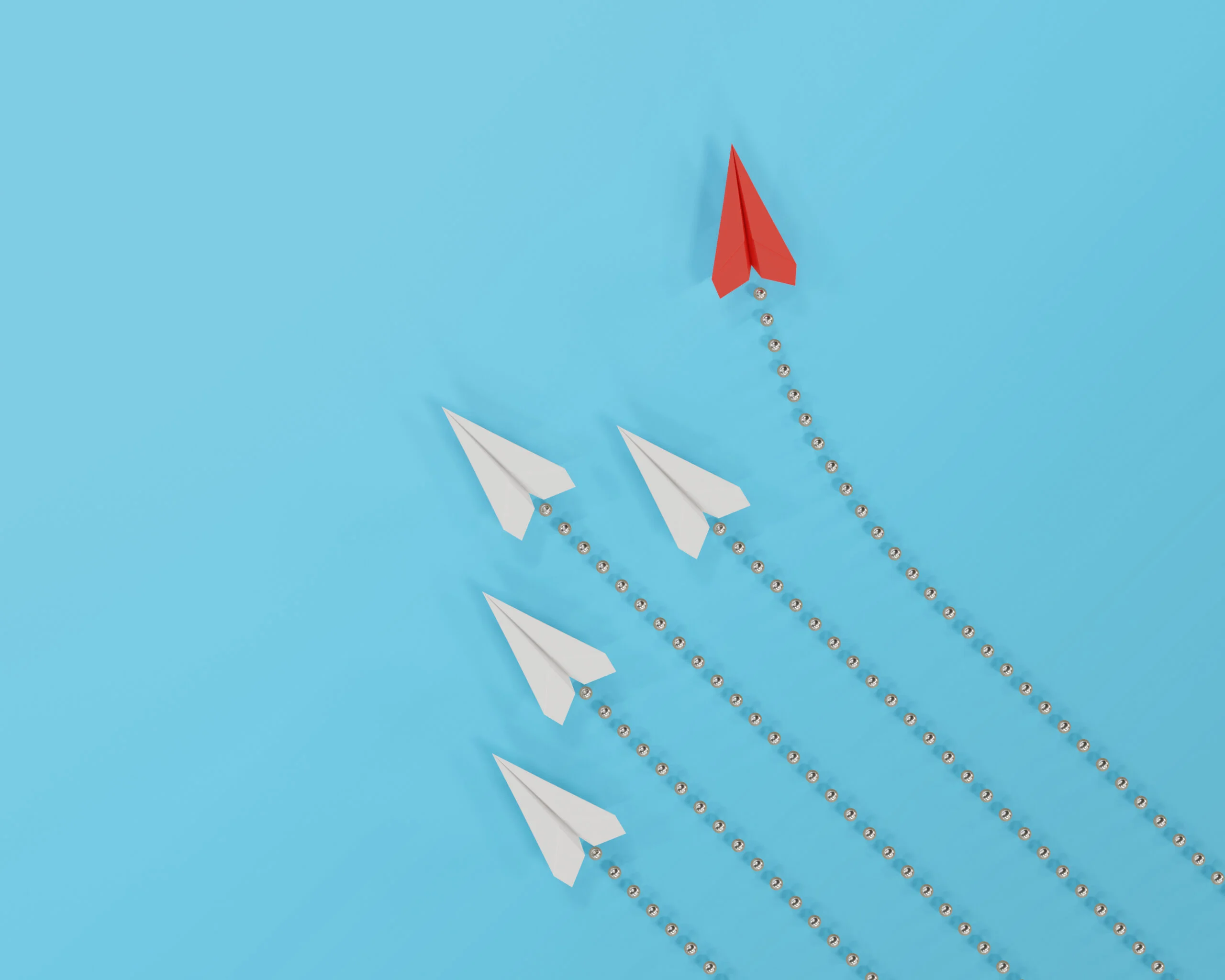Politics Political Change Represented By Red Paper Airplane Diverting From White Airplanes