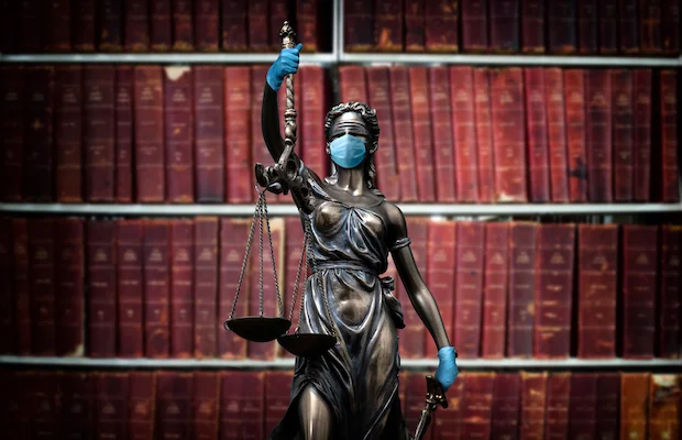 Justice Statue with mask and Gloves