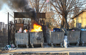 Five dumpster on fire