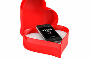 Phone inside Heart Shaped Box