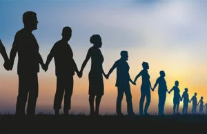 human chain holding hands