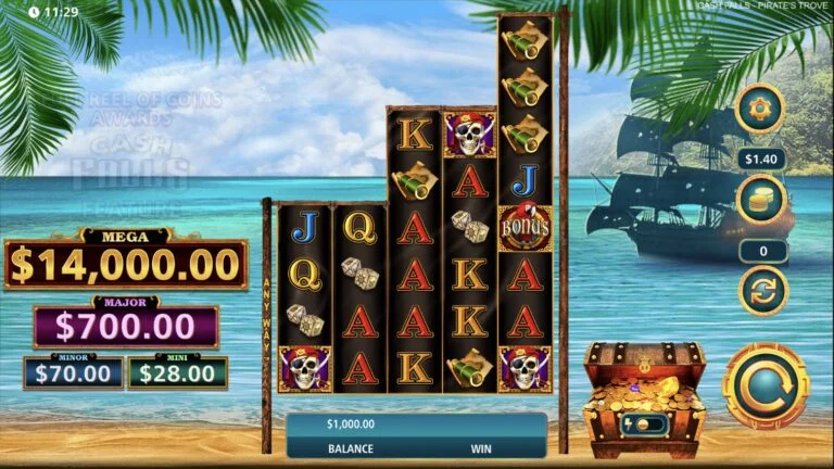 Cash Falls Pirates Trove slot screenshot