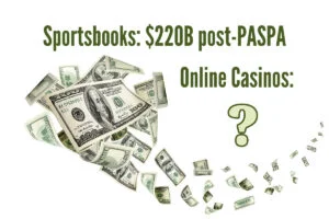 According to the AGA, legal US sportsbooks have taken $220 billion in bets since the repeal of PASPA.