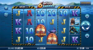 6 Wild Sharks is a slots game offering the option to lock customizable Wilds at a higher cost per spin.