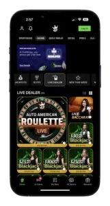 DraftKings App Live Dealer Screenshot