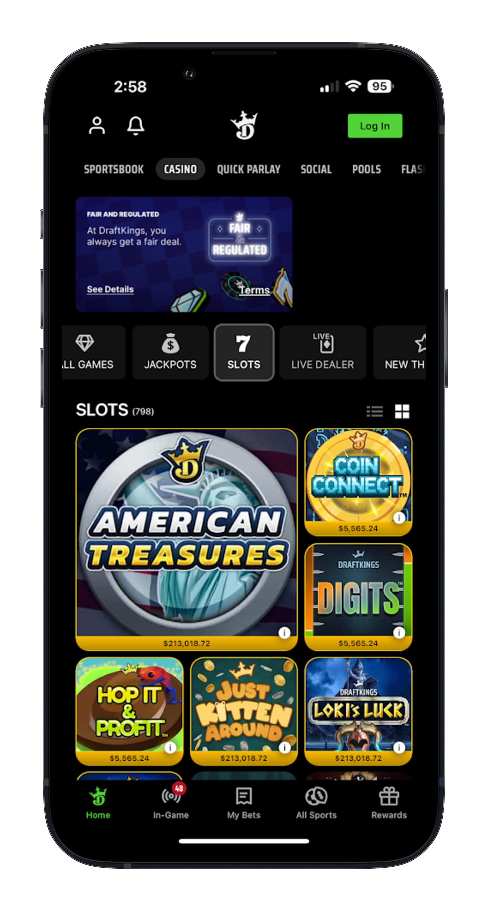 DraftKings App Slots Screenshot