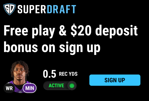 SuperDraft DFS welcome bonus and SuperDraft bonus code for new users