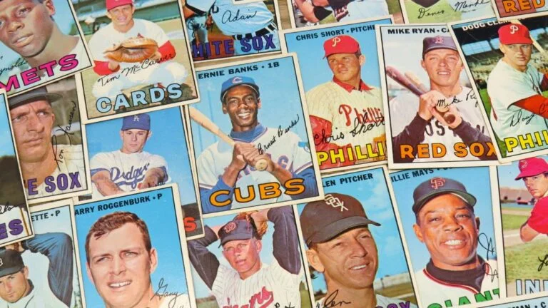 draftkings files motion to dismiss in nft lawsuit. colorful pile of vintage 1967 topps baseball cards