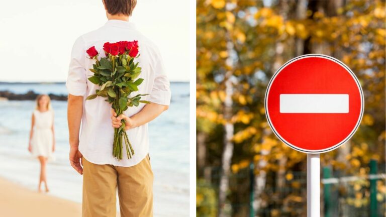 mississippi will consider online sports betting in 2024 but not online casino. left image; man courting woman on beach with flowers right: do not enter sign on road