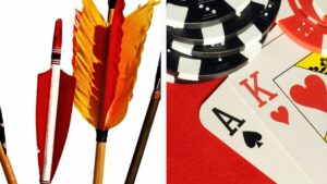 robin hood 702-who-is-the-gambler-behind-sibella-lawsuit.left side group of colorful arrows. right side close up blackjack hand