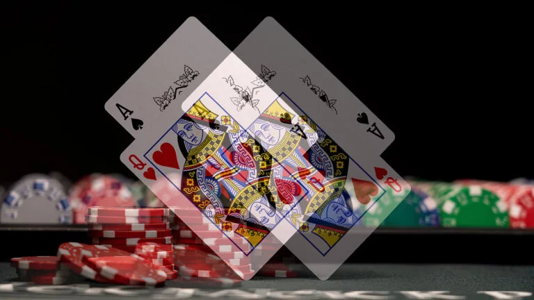 Double-Up Blackjack by BetMGM and Score Gaming allows the player to double and stand on any two-card hand except a natural 21.
