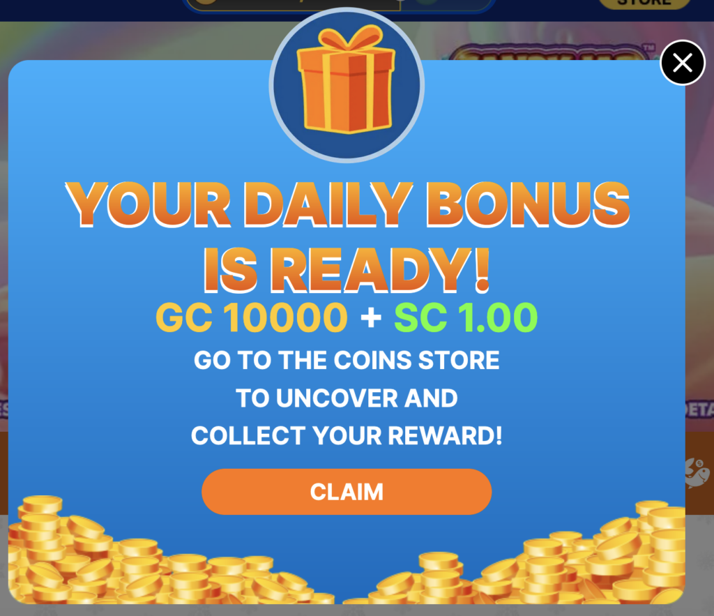 Pantalla de Zula Casino de bonos si depósito diario. 