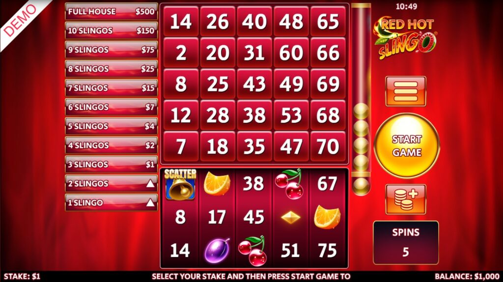 Red Hot Slingo game