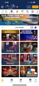 App de BetRivers Casino en la categoría de Live Dealer