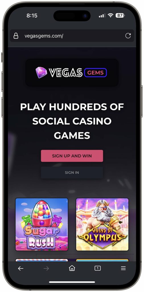 Vegas Gems Mobile Screenshot