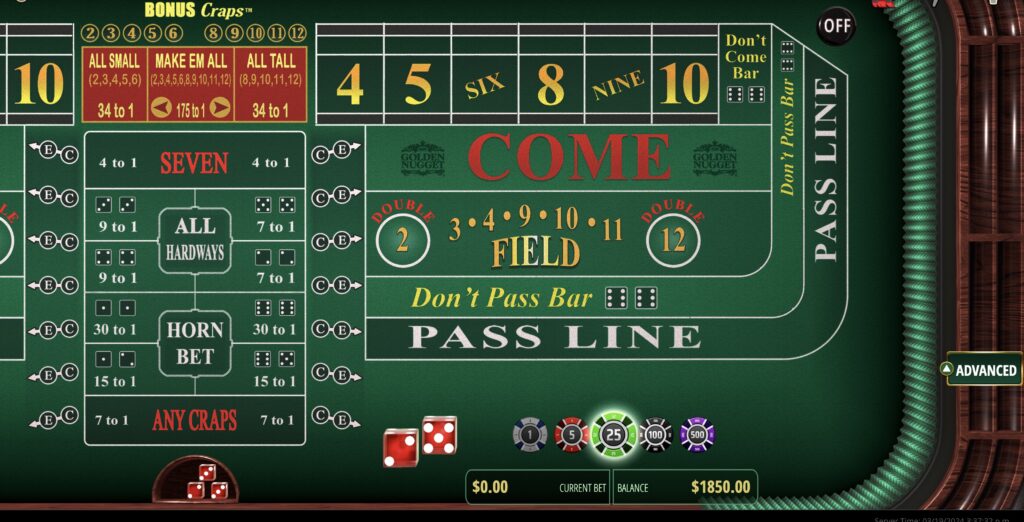 Online Craps at Golden Nugget Casino