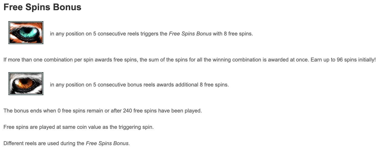 Siberian Storm Free Spins Bonus Feature Screenshot
