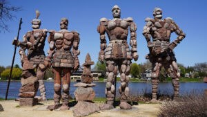 The Rock Guardians stand watch over Rockford Illinois, an apt location for Hard Rock's latest retail casino.