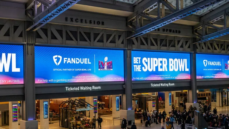 A proposed change to New York's advertising laws would subject sportsbook ads—like this one for FanDuel—to the same restrictions as retail gambling.