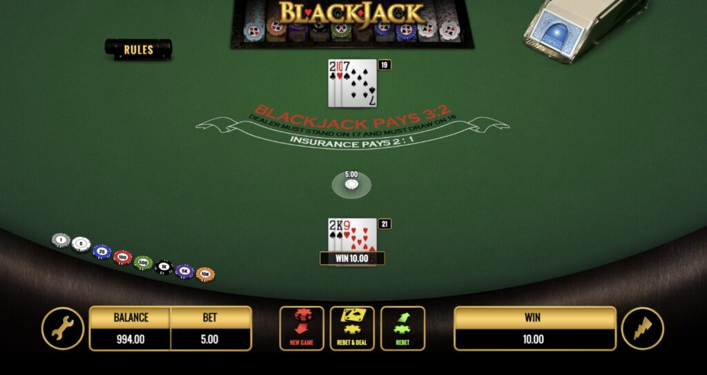 Blackjack Win Screenshot