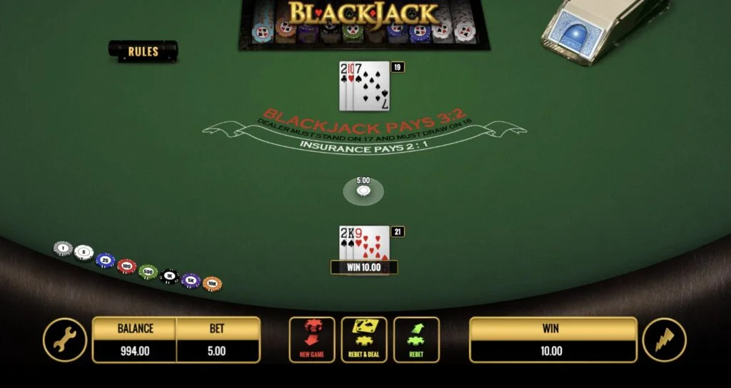 Blackjack Win Screenshot