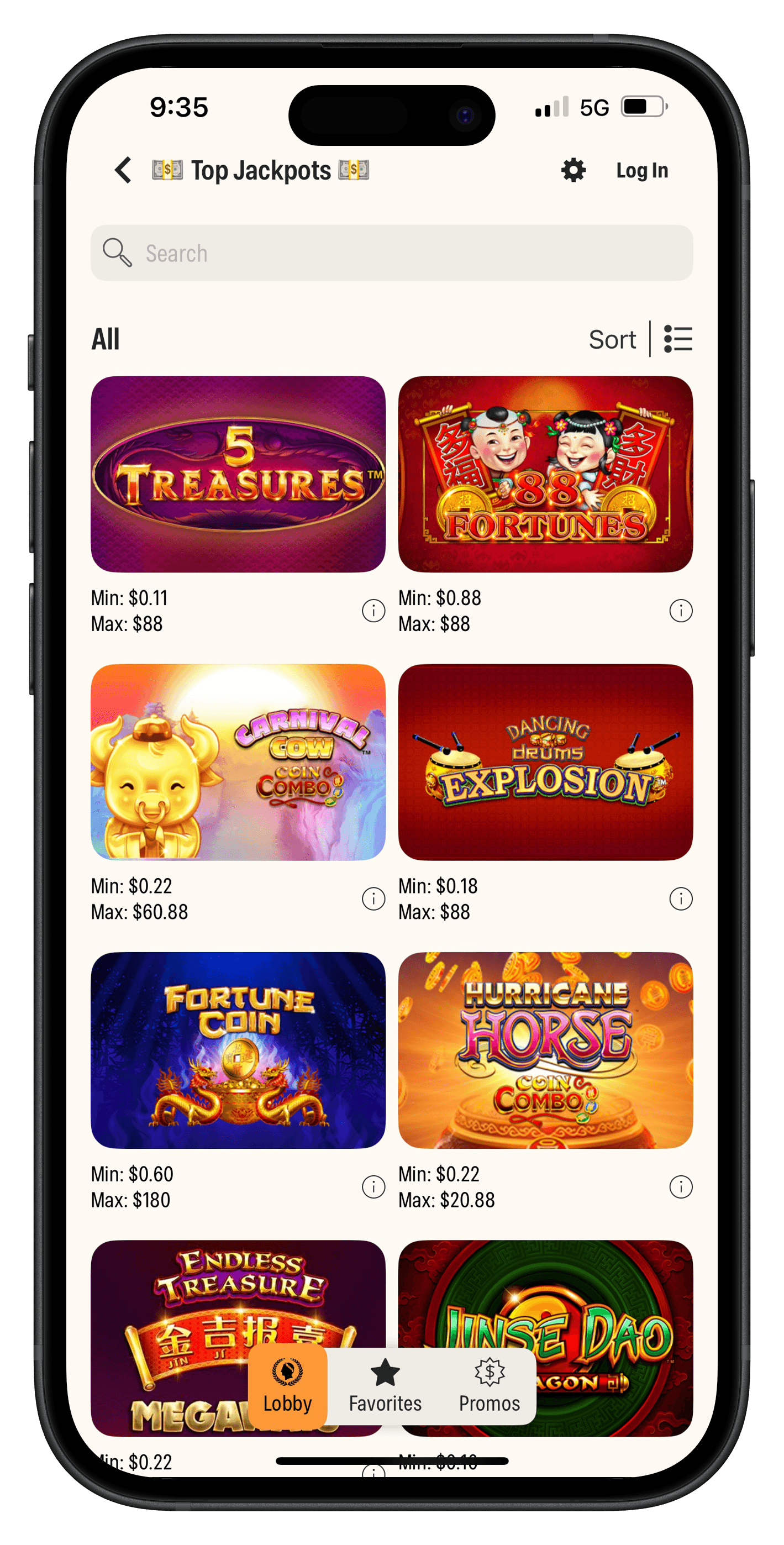 Caesars Palace Online Casino App Jackpots Screen
