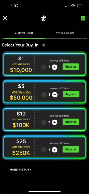 DraftKings Electric Poker is in Michigan