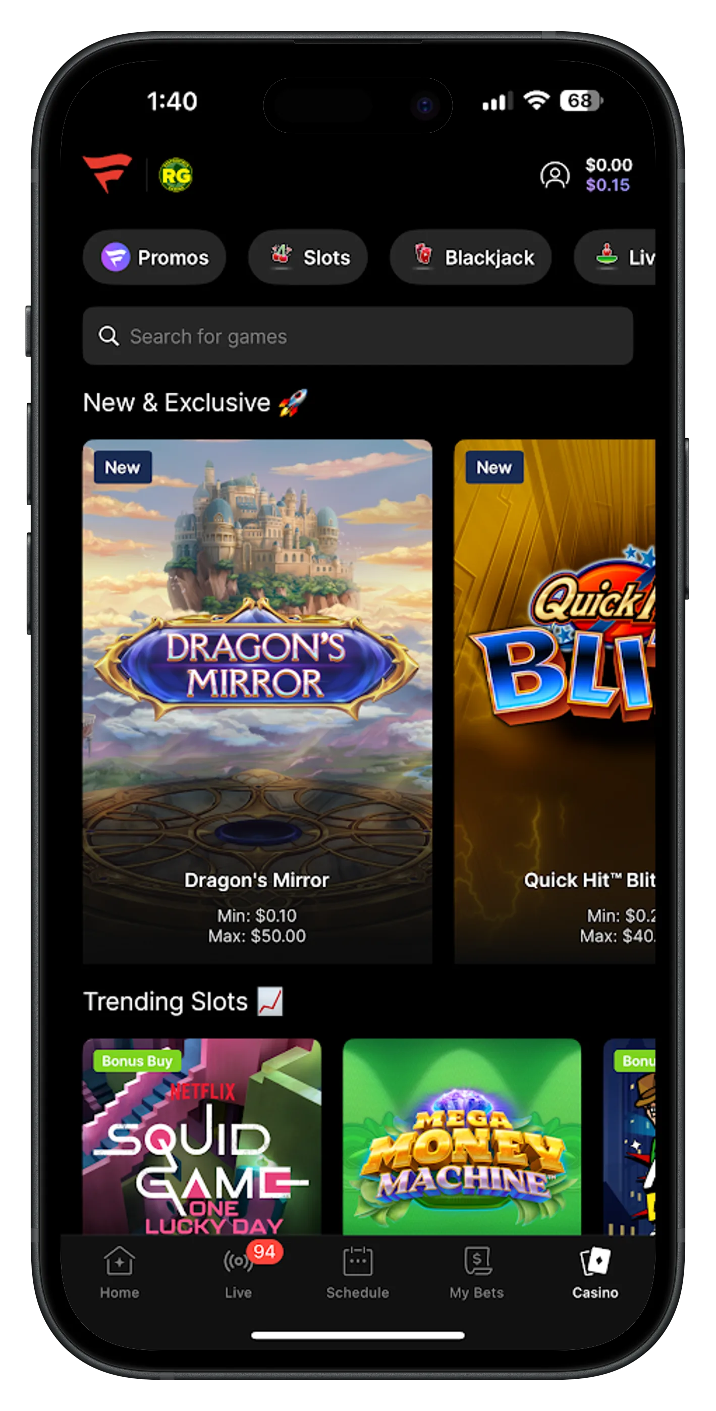 Fanatics Casino App Screenshot