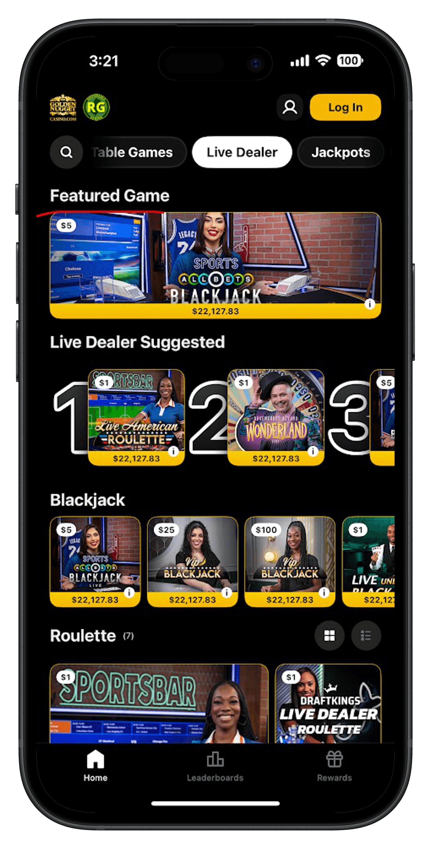 Golden Nugget Casino App Live Dealer Screen