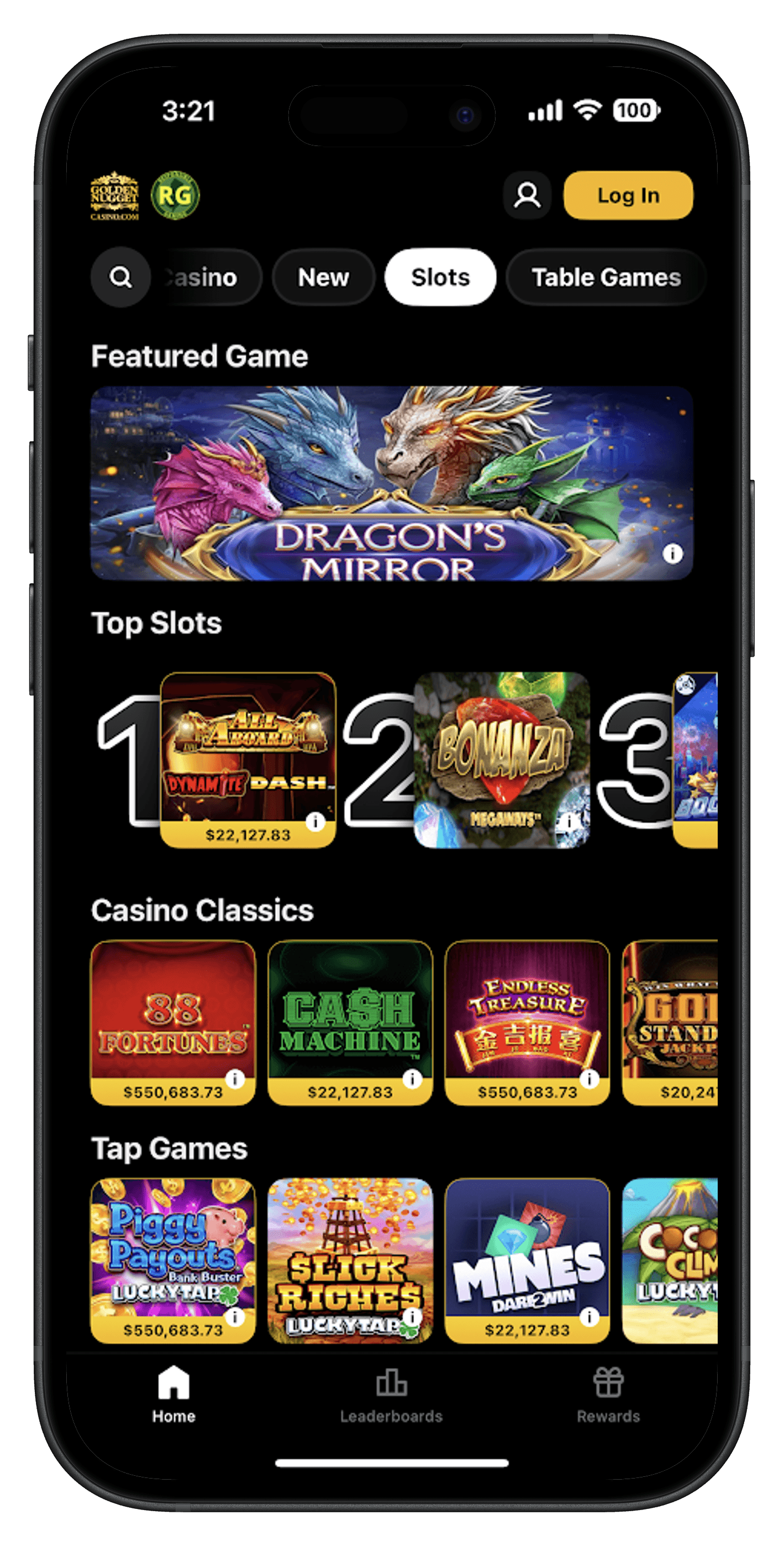 Golden Nugget Casino App Slots Screen