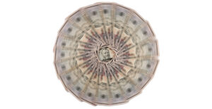 A spinning wheel of money.