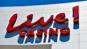 Signage on the front of the Live! Casino in Maryland. Owner Cordish Companies is also looking to bring the brand to New Hampshire.