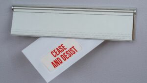 A cease-and-desist letter in the mailbox