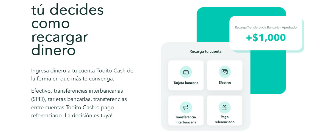 Banner de todito cash sobre como recargar dinero 