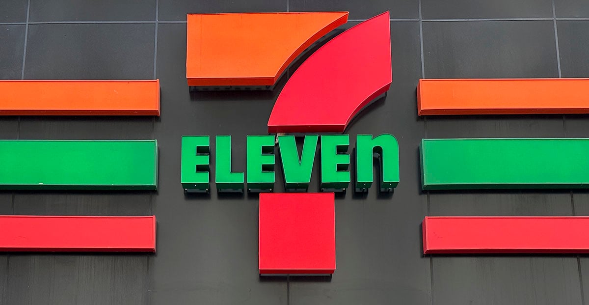 7-Eleven convenience store sign in downtown Manhattan.