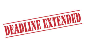 Deadline extended, red typography on white