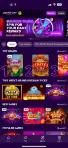 Jackpot City Casino App Home