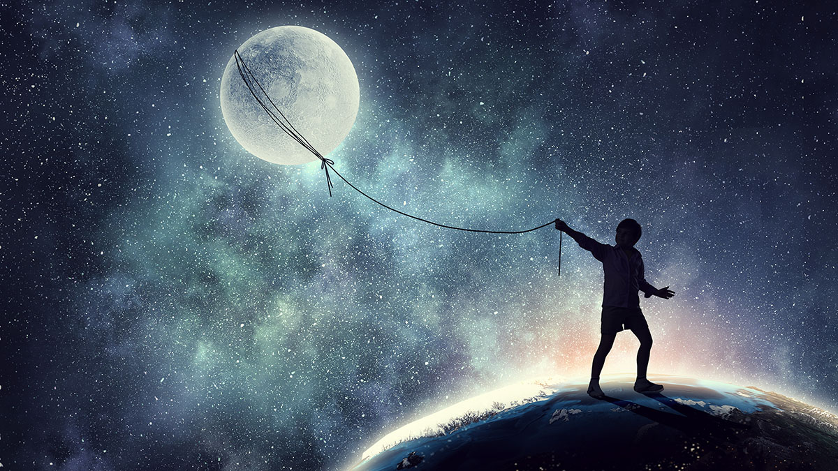 man captures the moon using a lasso