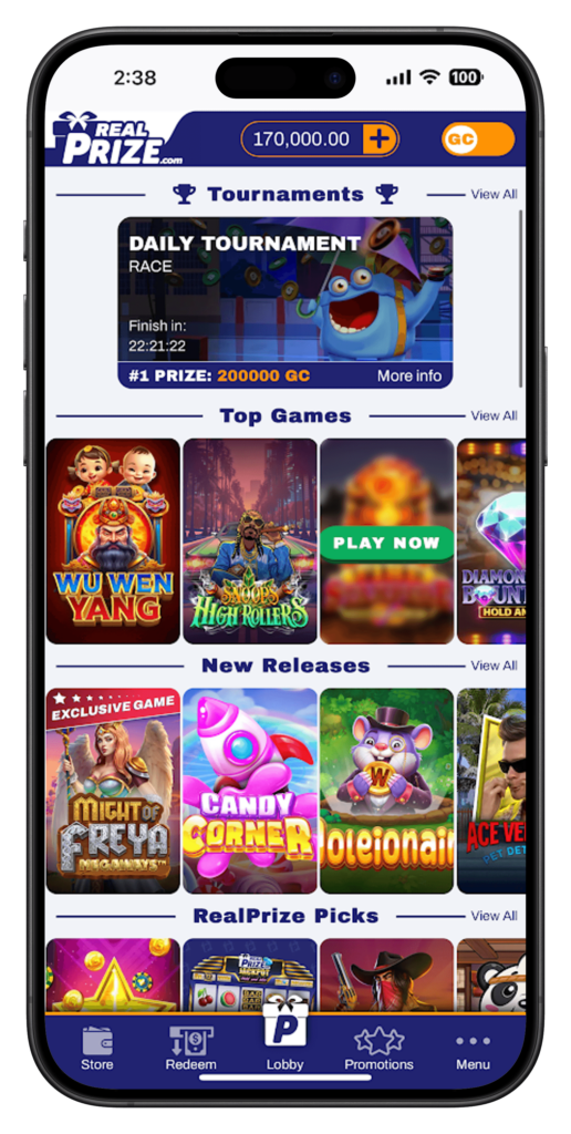 RealPrize iOS Home Screenshot
