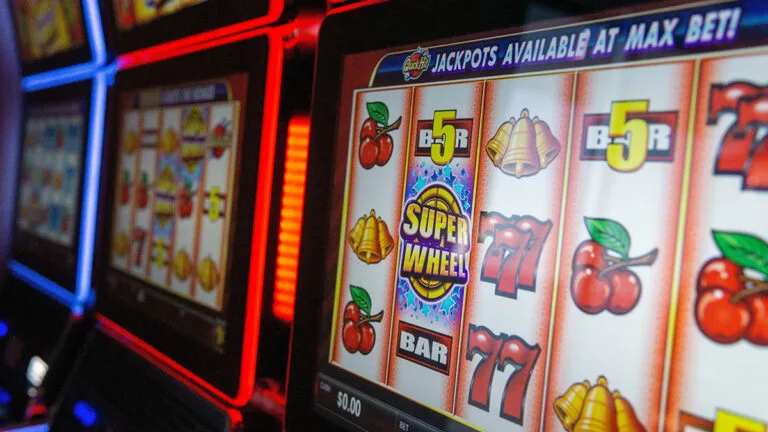 Row of video gaming terminals or slot machines
