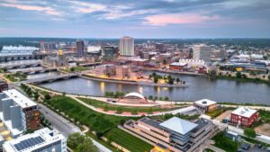 an aerial view of Cedar Rapids Iowa
